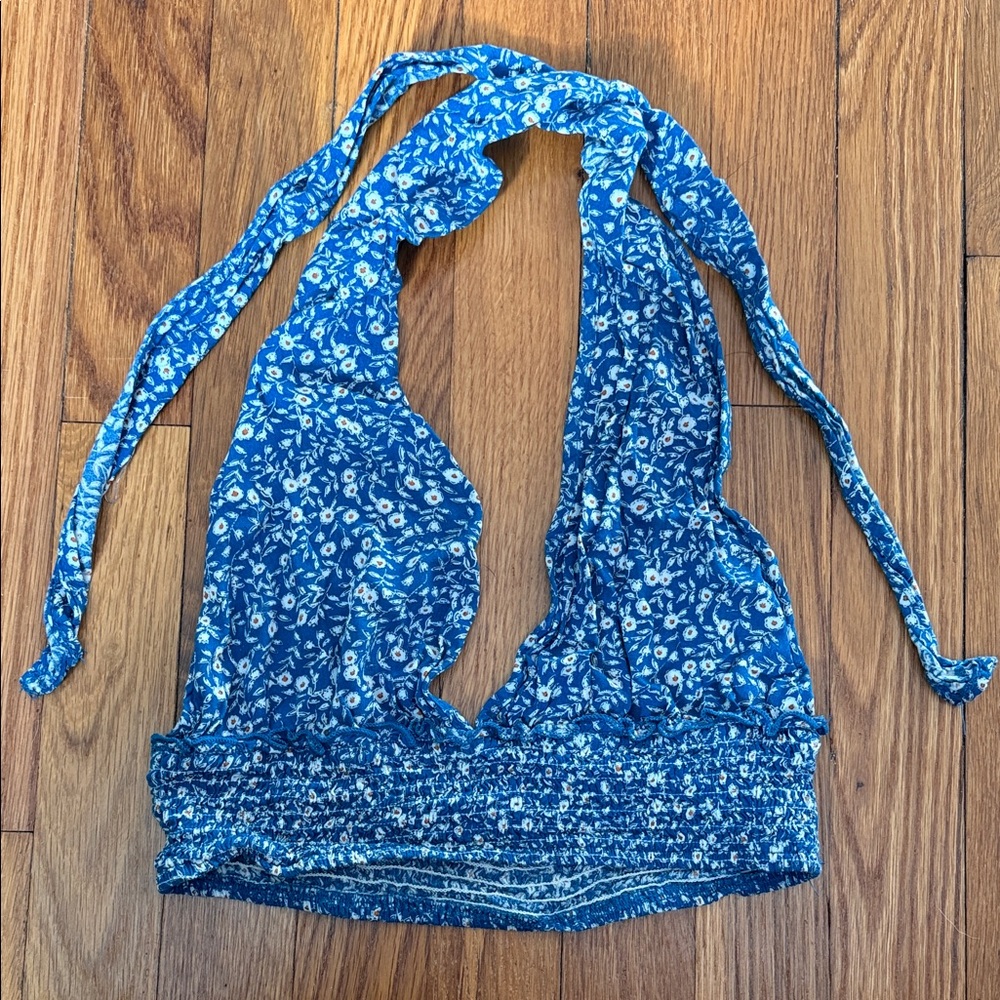 SHEIN Blue Floral Crop Top